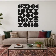 Cadência preto, quadro geométrico de uma peça, tamanho 100 cm, em ambiente residencial