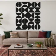 Cadência preto, quadro geométrico de uma peça, tamanho 120 cm, em ambiente residencial