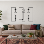 Órbita Linear preto, composição metálica de três módulos, tamanho 120 cm, em ambiente residencial