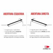 Esquema de abertura direita e esquerda da barra antipânico para escolha do lado